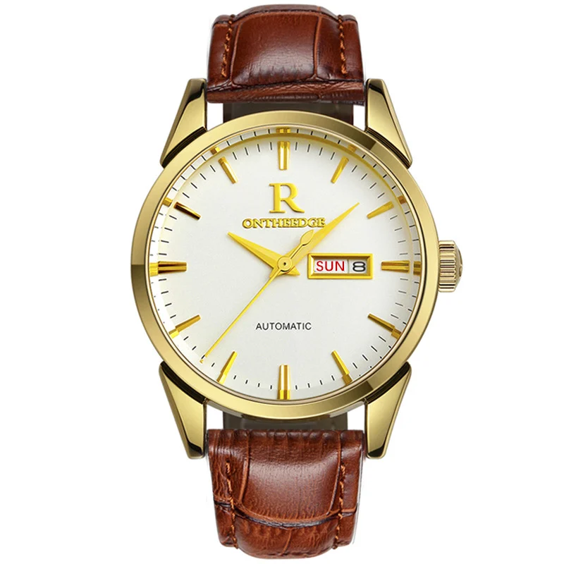 Gold white Вечная классика! Топ Роскошные мужские часы с 1853 мужские деловые наручные часы с календарем кожаный ремешок мужские кварцевые часы подарок - Цвет: Gold white