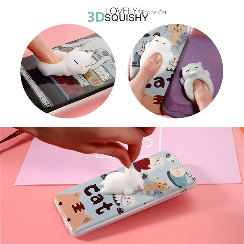3D luxury Silicone Cartoon squishy Case for iPhone 6 6S Plus 7 case cover soft TPU new cute cat Cover 7+ funda |
