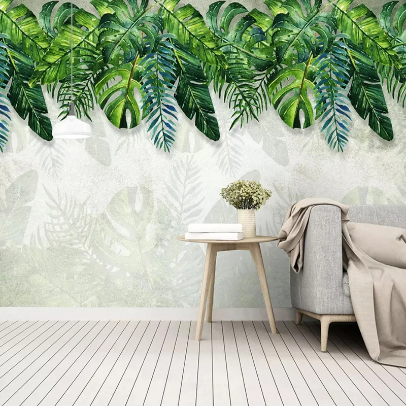 

Custom 3D Photo Wallpaper Murals Tropical Rain Forest Banana Leaves Pastoral Mural Wall Paper For Living Room Bedroom Wall Decor