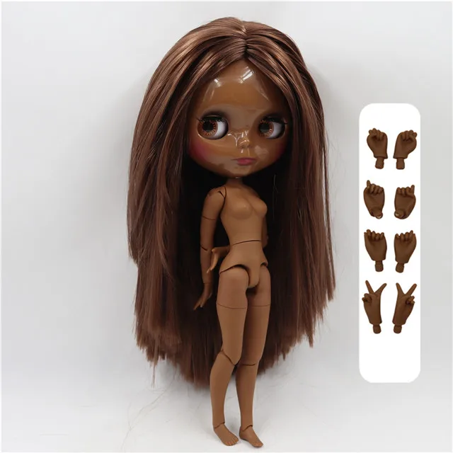 super black skin Ледяные дни Фортуны завод blyth кукла супер черная кожа тон темная кожа короткие красные волосы тело 1/6 30 см BL1248 - Цвет: super black skin