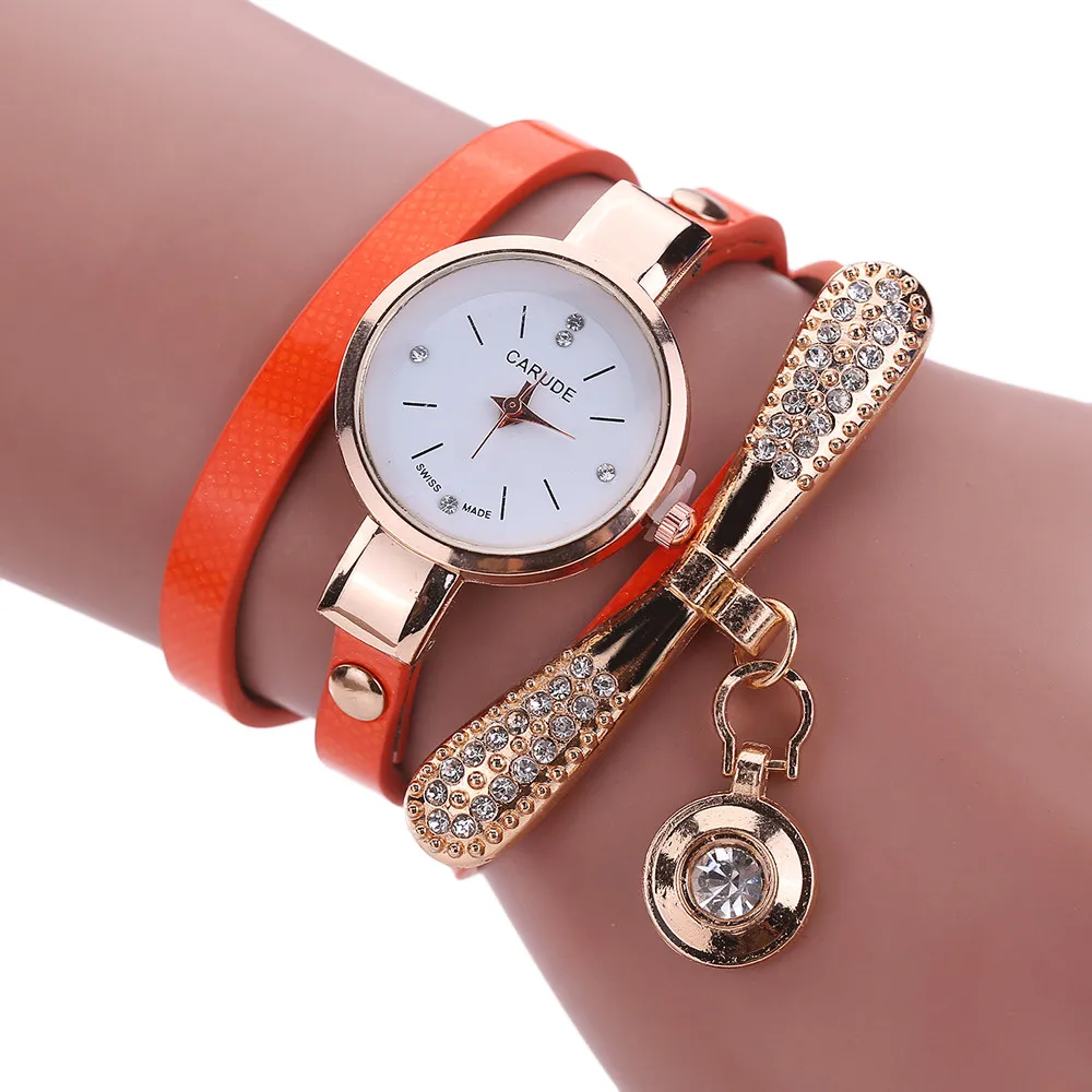

New Fashion Hot Sale Fashion Casual Wrist Watch Leather Bracelet Women Watches Rhinestone Artificia Leather Feminino