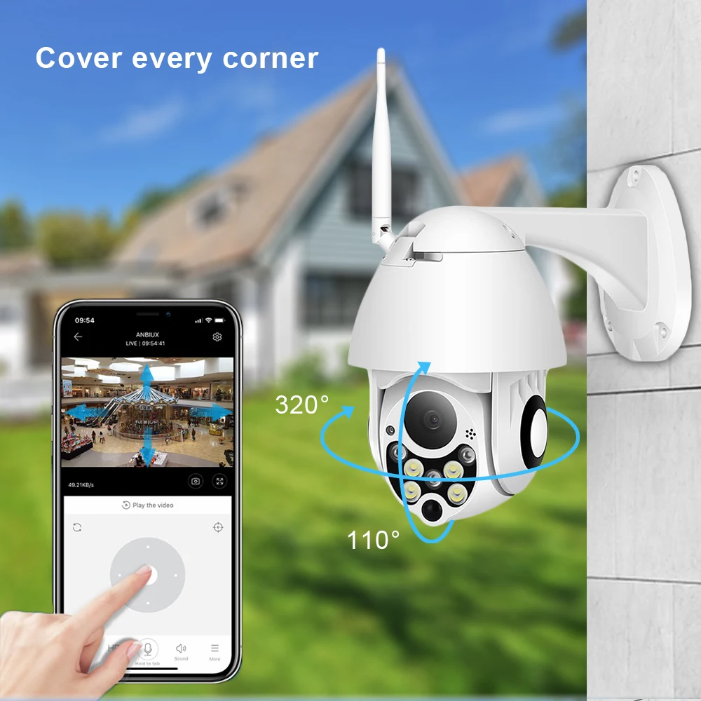 Hamrotte 1080P Wifi камера 4X цифровой зум Мини PTZ водонепроницаемая наружная IP
