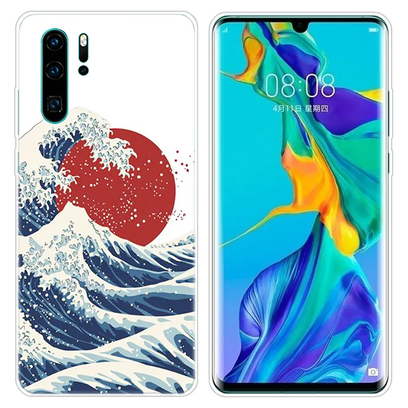 Чехол Kanagawa силиконовый для Huawei P30 20 Pro 10 P9 P8 Lite 2017 P Smart Z Plus 2019 NOVA 5i 5 Pro|Бамперы| |