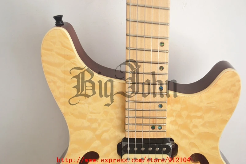 Вентилятор fretted безголовая электрогитара, полу полые корпус из красного дерева BJ-89 90