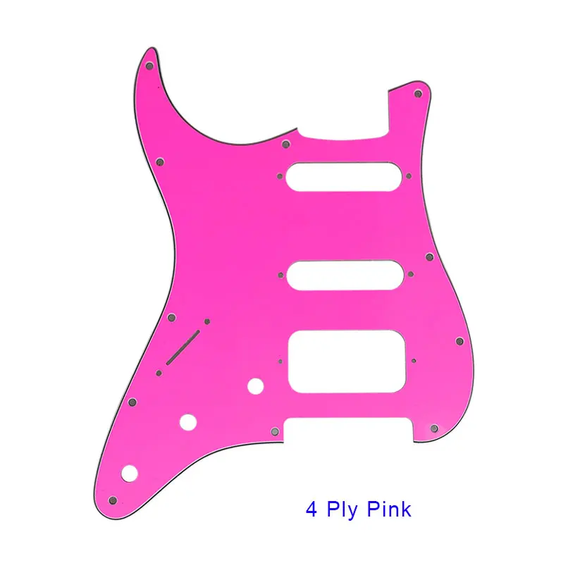 Pleroo, накладки для левшей, 11 винтовых отверстий для стандартного St Stratocaster HSS, гитарная пластина для царапин, гитарные части, бренд - Цвет: 4 ply pink