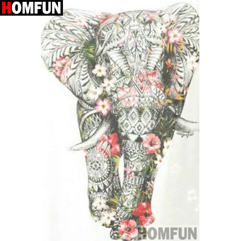 HOMFUN Full Square/Round Drill 5D DIY Diamond Painting &quotFlower elephant&quot Embroidery Cross Stitch 3D Home Decor Gift A17589 | Дом и сад