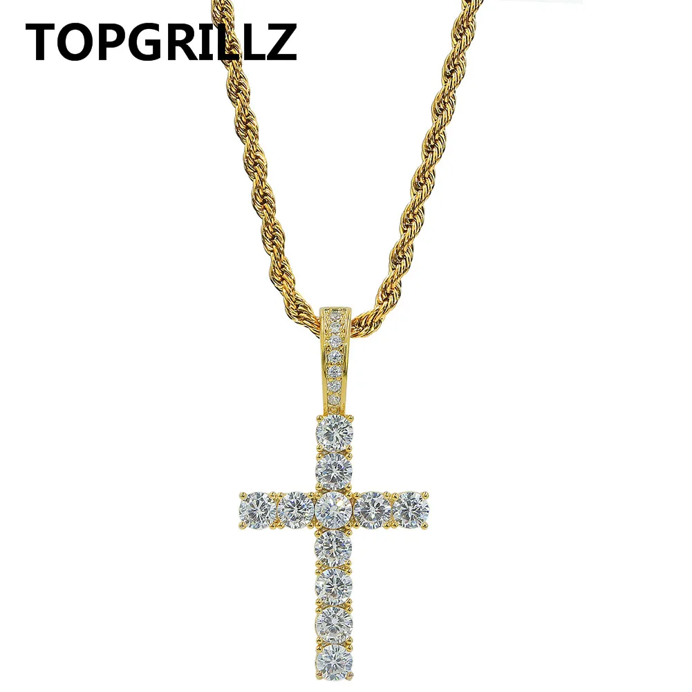 Кулон TOPGRILLZ в стиле хип хоп с крестом Пико Харви микро ПАВЕ ожерелье AAAA +