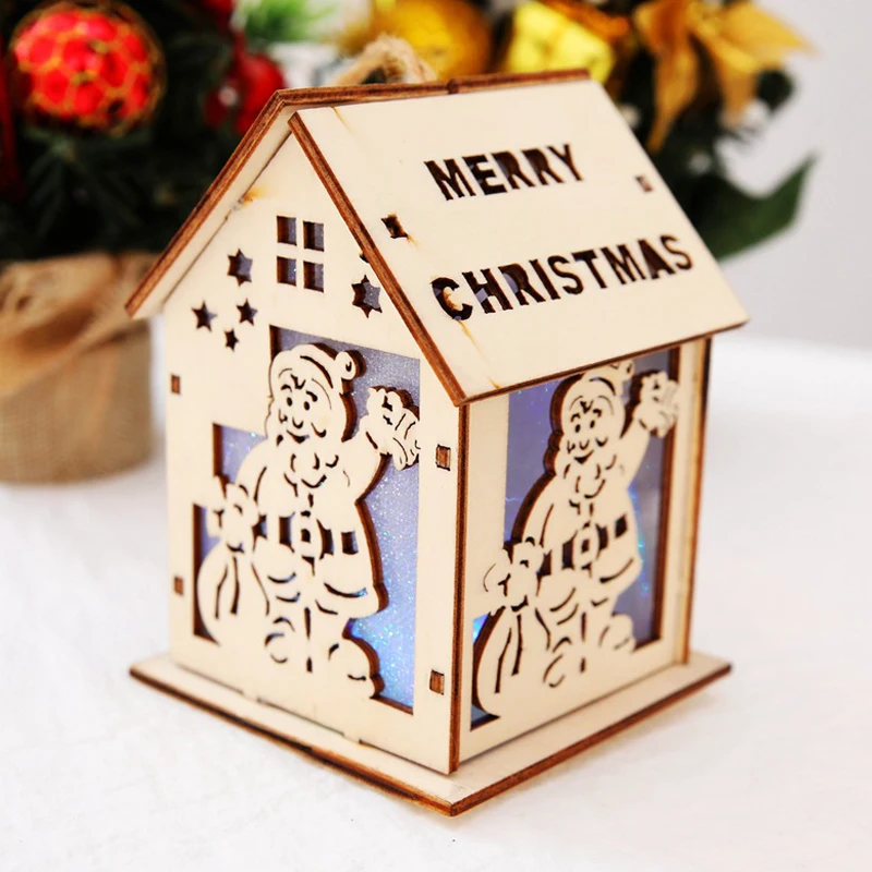 Светодиодные деревянные домики для дерева Navidad 2019 рождественские украшения дома