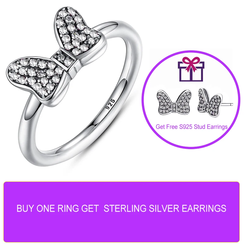 Кольцо и сережки гвоздики из серебра 925 пробы с белым кристаллом|Ювелирные