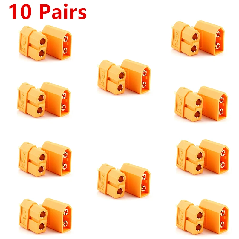 

10 Pairs XT60 Yellow Battery Connector Set Male Female Gold Plated Banana Plug For RC Lipo Battery
