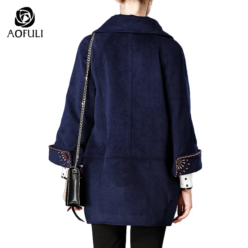 Двубортное пальто S/M/L/XL с отложным воротником Свободный Повседневный Топ