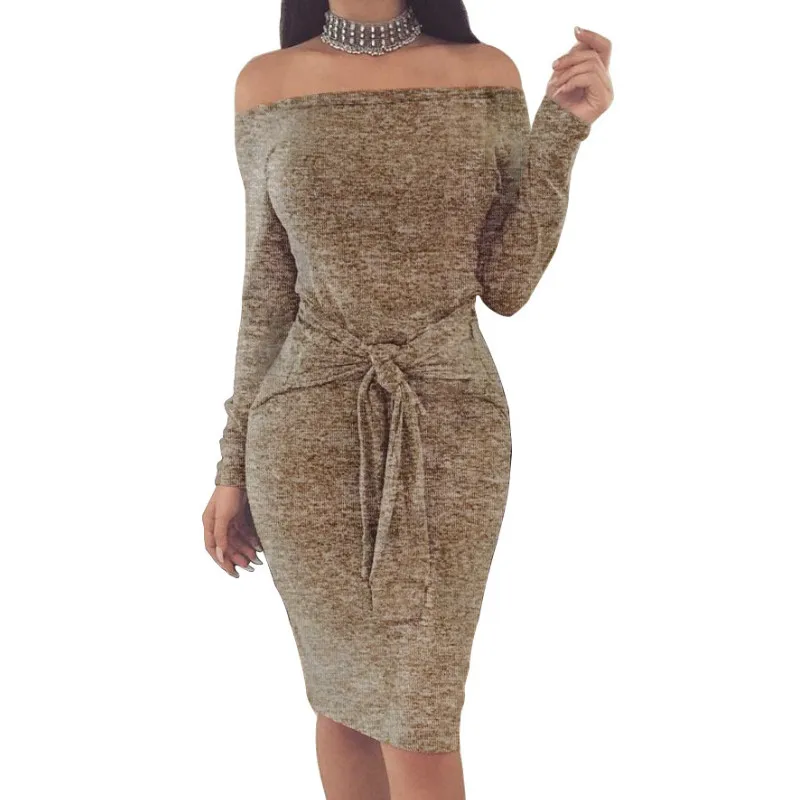 2018 новый сексуальный Bodycon платье vestidos мода Slash Средства ухода за кожей шеи женщина