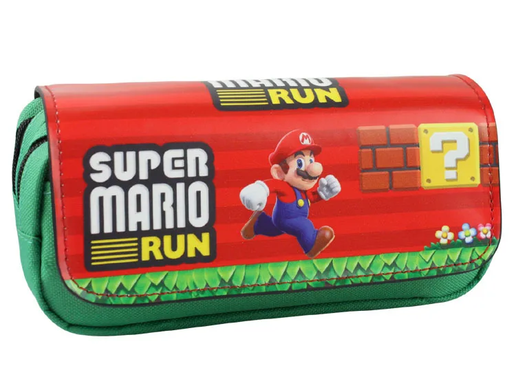 Мультяшный чехол карандаш Super Mario милый вместительный с двойной молнией сумка для