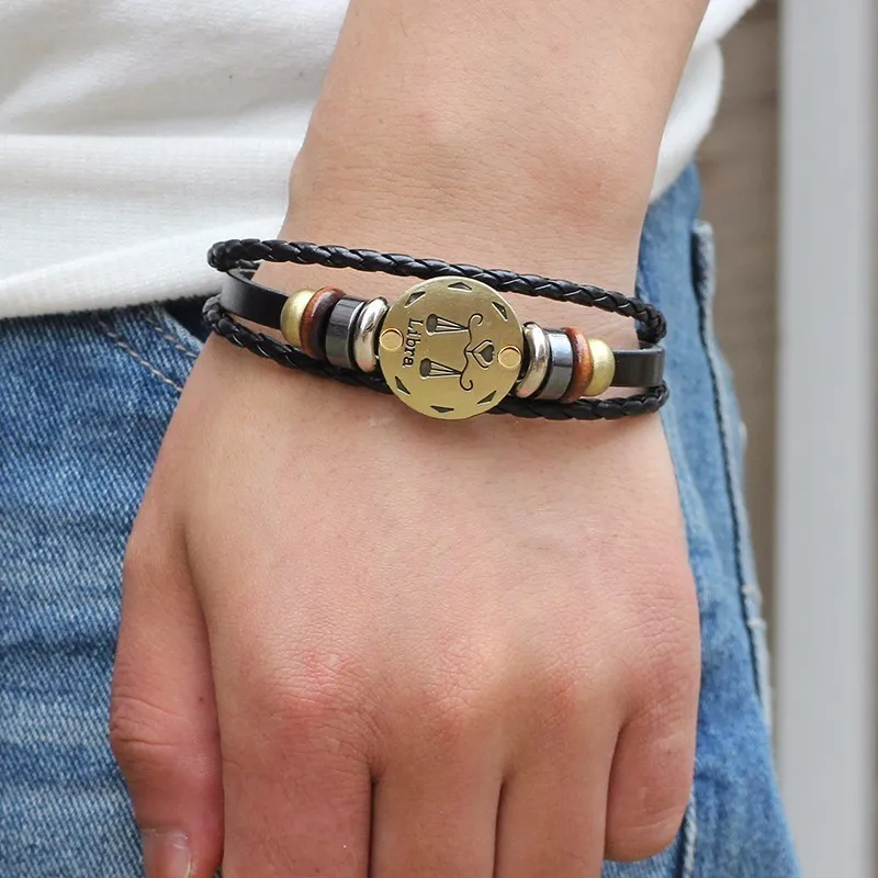 Мужской Многослойный кожаный браслет Vnox коричневый многослойный с бусинами из