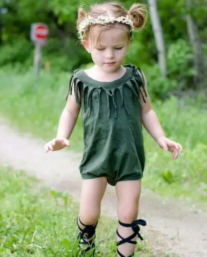 Комбинезон с кисточками для маленьких девочек и мальчиков черный зеленый цвета