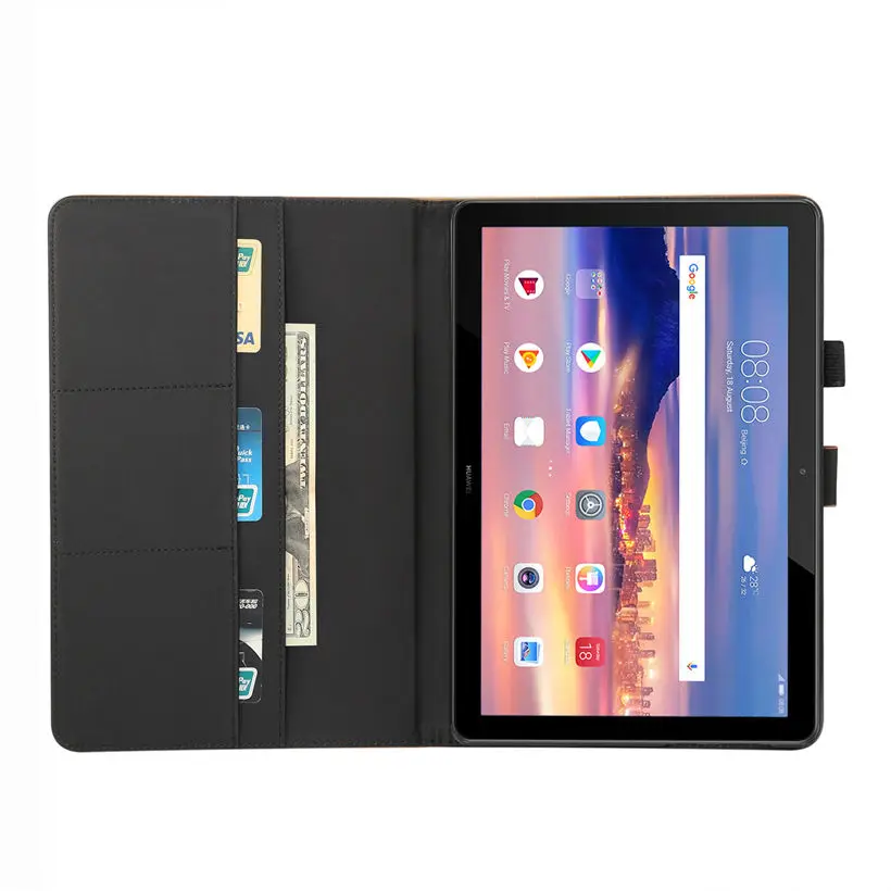 Роскошный чехол для Huawei MediaPad T5 10 AGS2-W09/L09/L03/W19 10,1 дюймов, чехол для планшета, искусственная кожа, чехол-подставка, Чехол + пленка + ручка