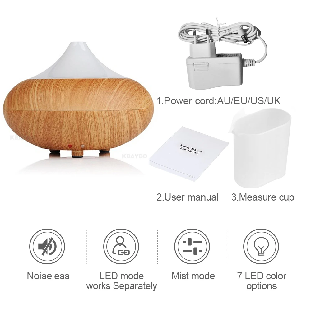 

ultrasonic essential oil diffuser 160ml mini humidifier aroma light wood grain mist maker LED Light for home office air purifier