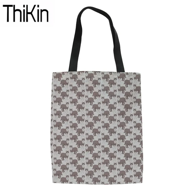 YQ2935Z22 THIKIN Cheeky Ferrets печать сумки на плечо для женщин большой емкости хозяйственные сумки дамы складной холст сумка для покупок женщин - Цвет: YQ2935Z22