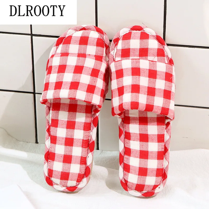 Женские домашние шлепанцы в клетку Новинка осени 2019 модная Бесшумная