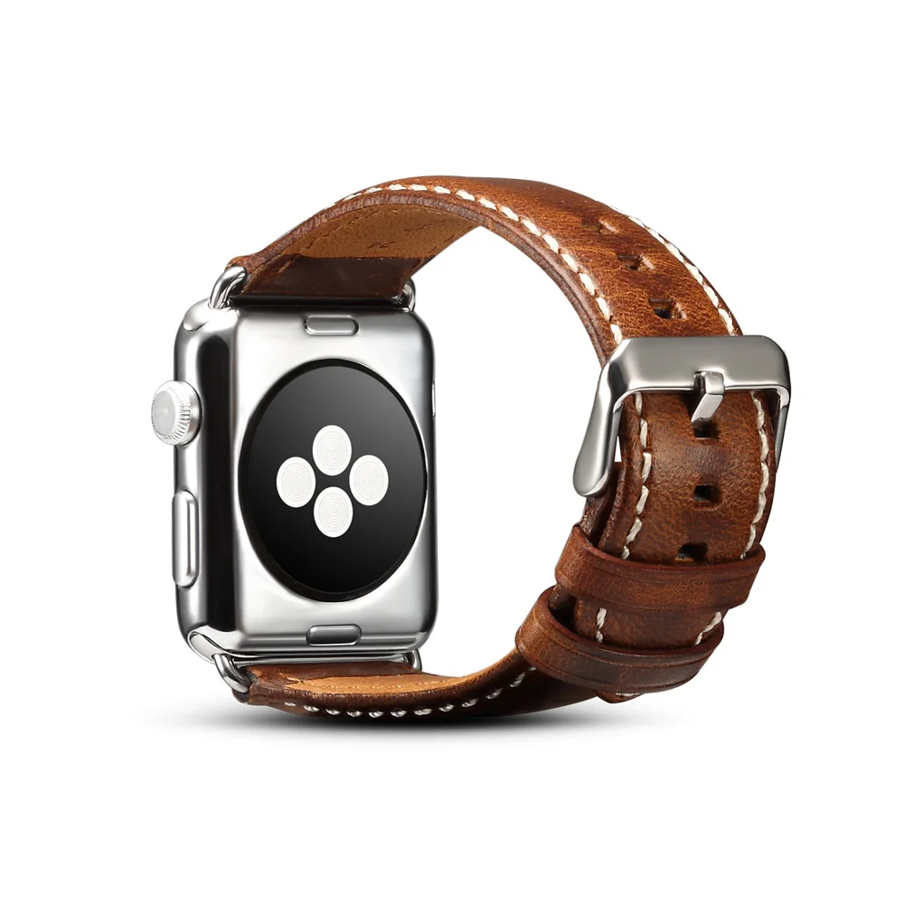 Ретро Полный зерна кожаный ремешок для мм Apple Watch 42mm 38 44 40 Натуральная кожа Series 4 3 2 1
