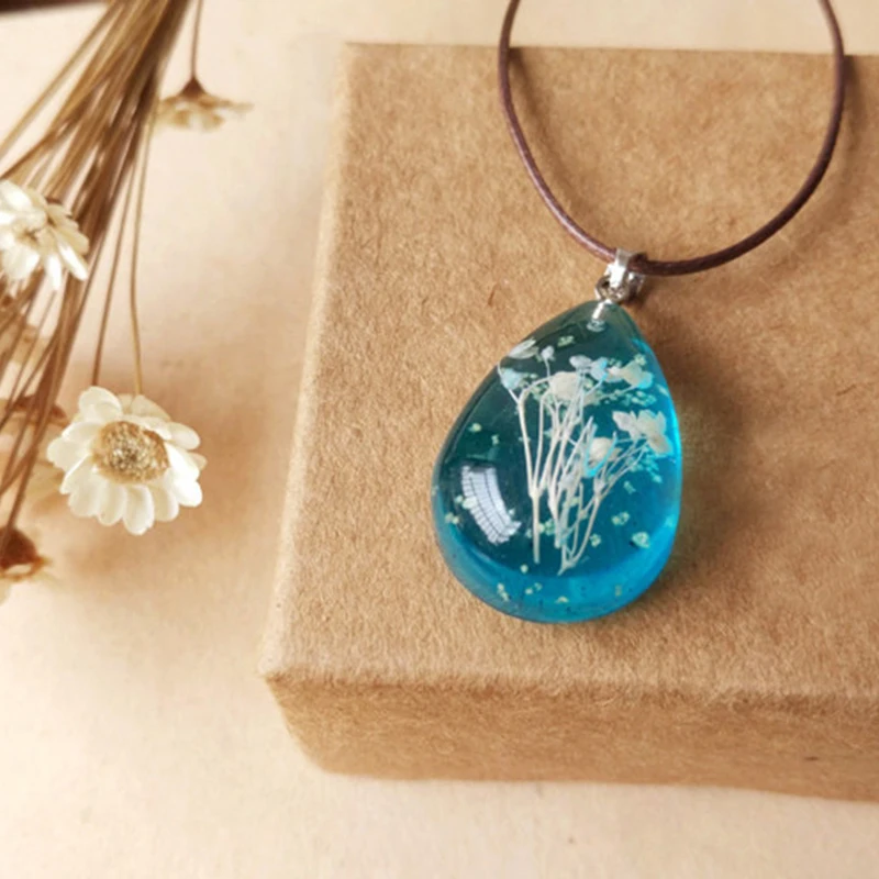 SUTEYI простое ожерелье с натуральными сушеными цветами блестящее хрустальные