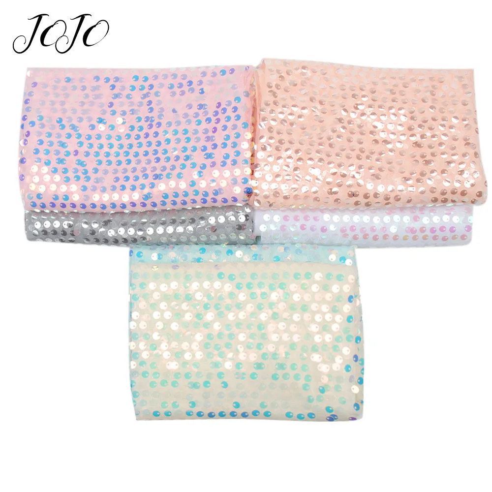 

JOJO BOWS 45*145cm Sequin Fabric For Craft Candy Sheet Needlework Home Textile Decor Dress Making Cloth DIY Patch Material