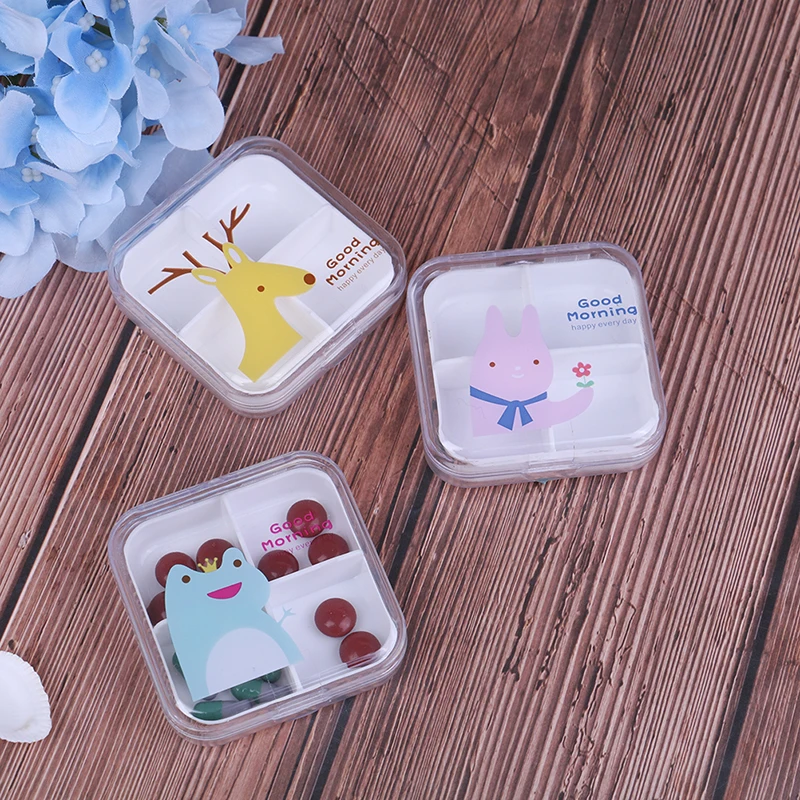 Портативный 4 сетки коробка для таблеток держатель хранения лекарств