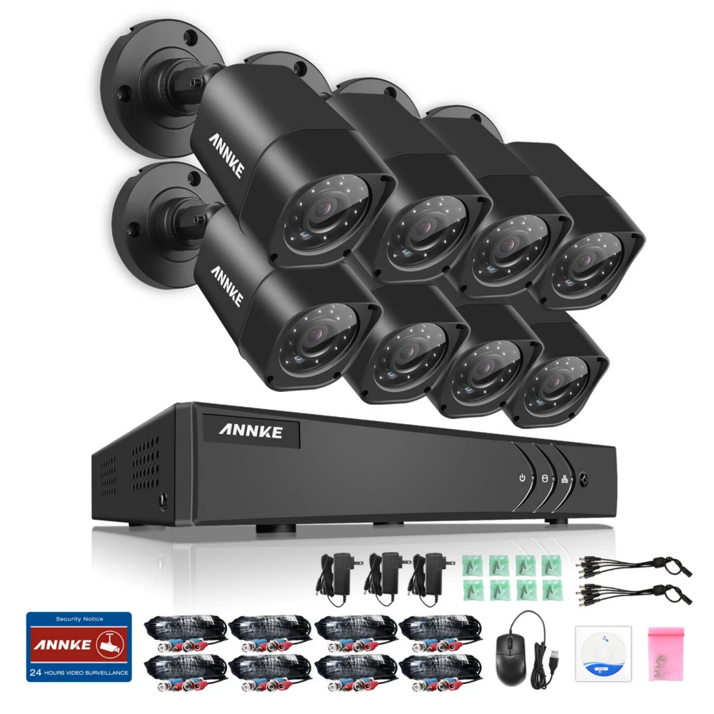 ANNKE 4 в 1 TVI CCTV Комплект DVR 8 ШТ. 1.0 MP 720 P Аутдор Главная Видеонаблюдения Камеры
