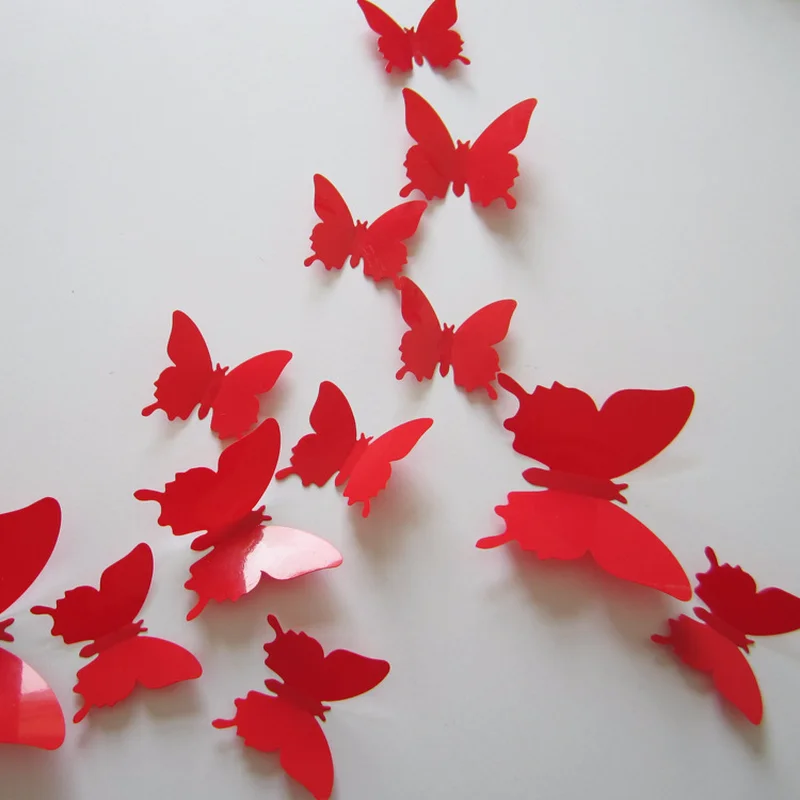 

1-10pcs 12 Sets of 3D Simulation Butterfly Stereo Wall Sticker Glossy Sticker Decorative Painting Business Household Product