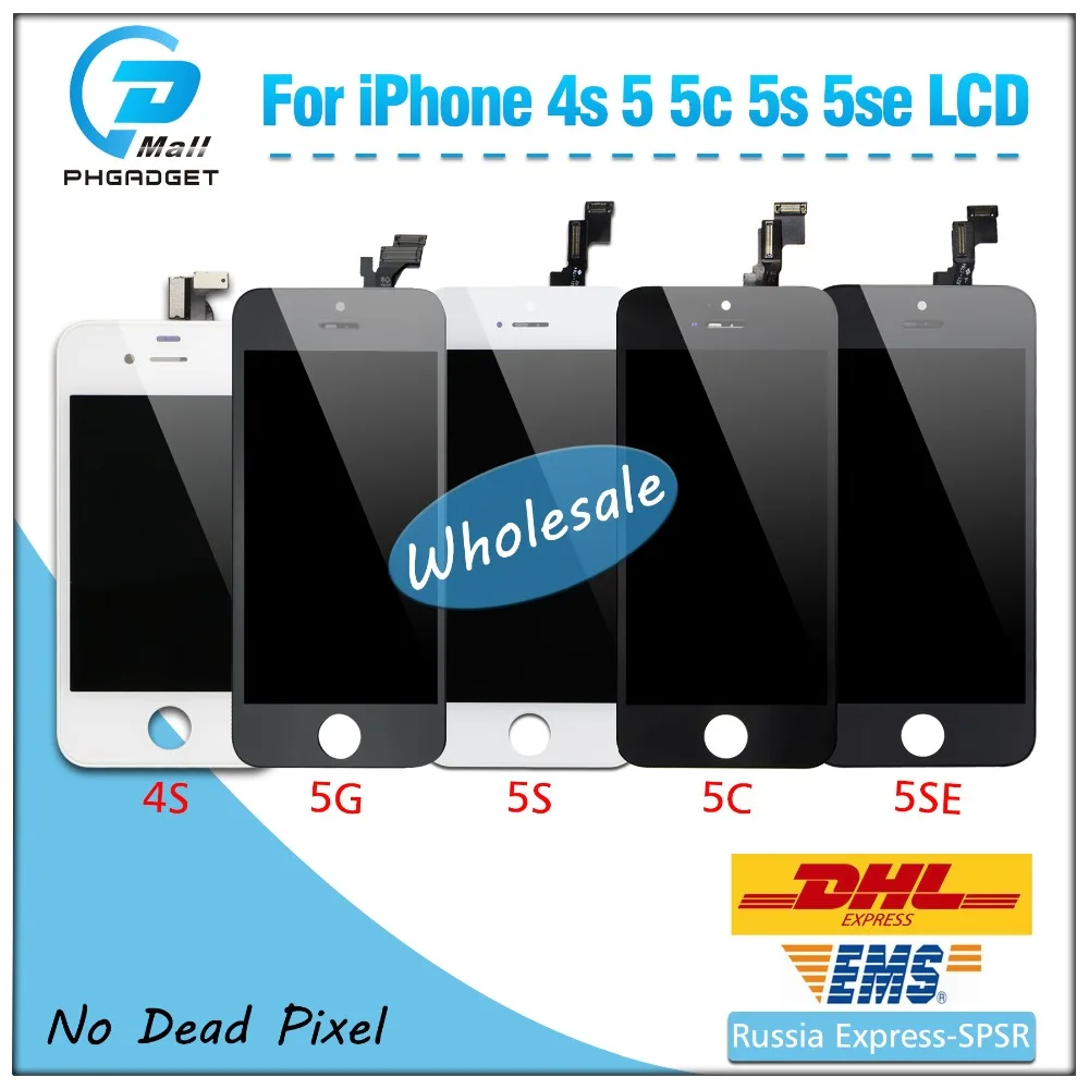 10 шт./лот AAA сенсорный экран + ЖК дисплей дигитайзер для iphone 5S 5 5c 4S DHL Бесплатная