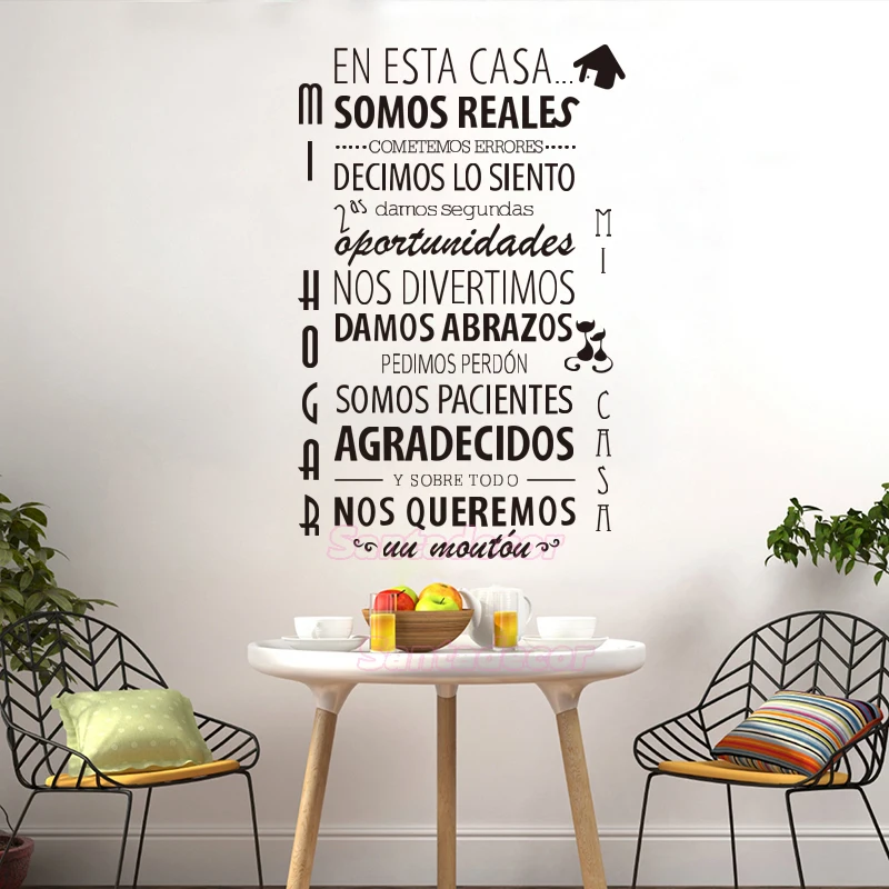 Spanish Quote House rules Vinyl Wall Sticker Removable Decal Mural Decor Living Room art Home Poster 44cm x 69cm | Дом и сад
