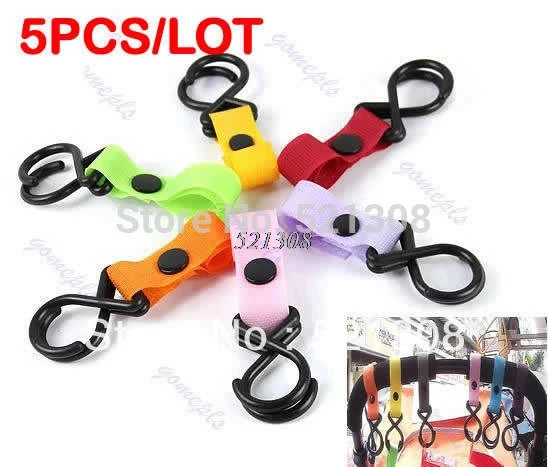 

2020 New 5pcs/lot Plastic Baby Stroller Pram Pushchair Hanger Hanging 2 Hooks