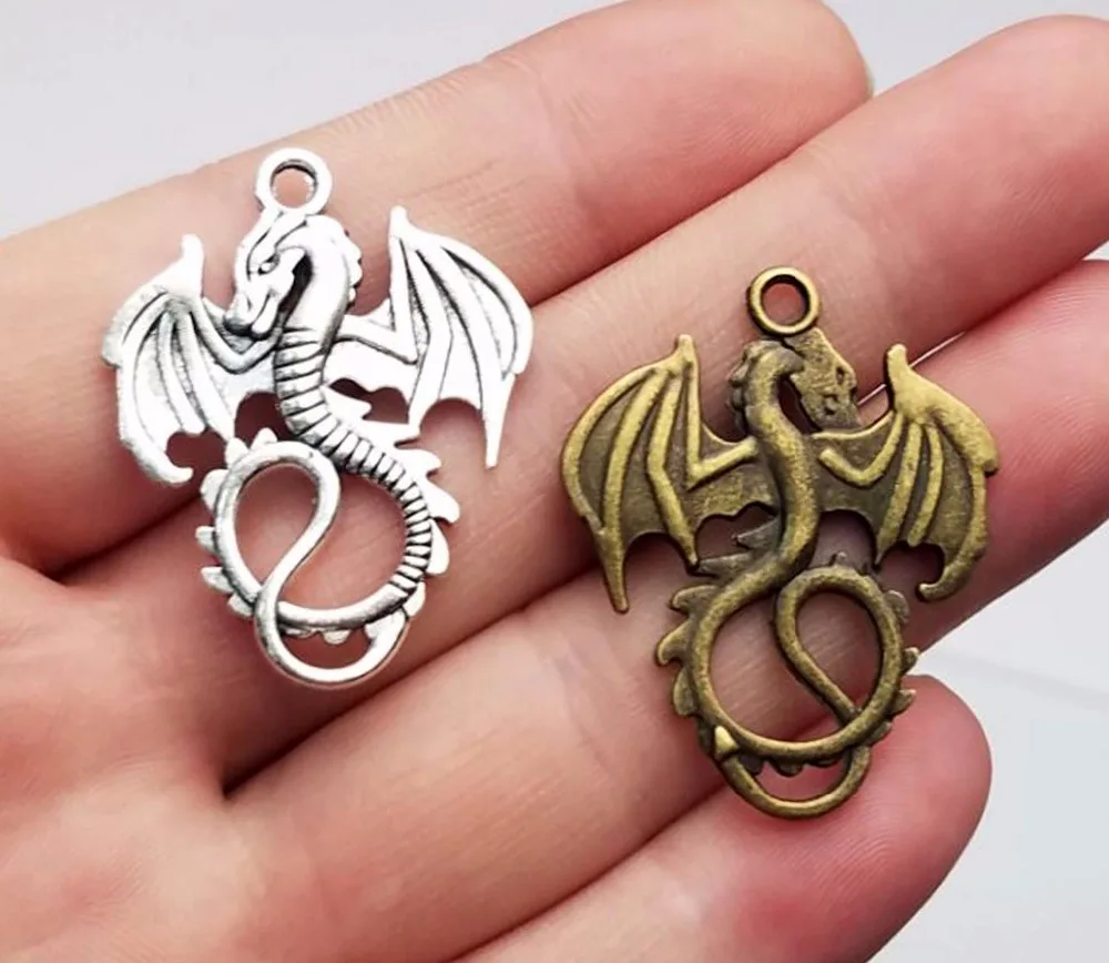 

10pcs/lot--34x26mm, dragon cham,Antique silver plated /bronze plated Dragon charms,DIY supplies, Jewelry accessories