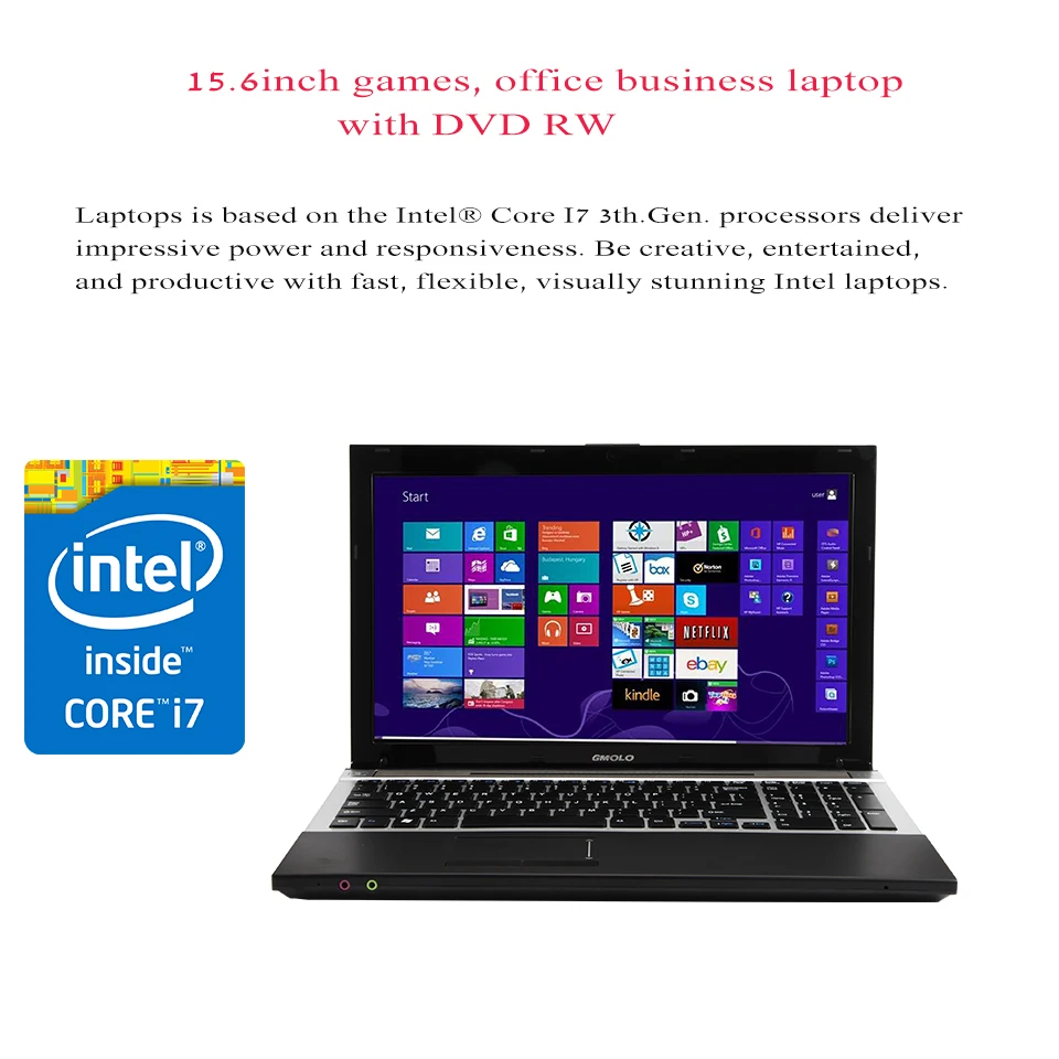 15," Intel Core I7 8 ГБ и 240 ГБ SSD игровой ноутбук SSD слот камера wifi Windows 8 игровой ноутбук компьютер