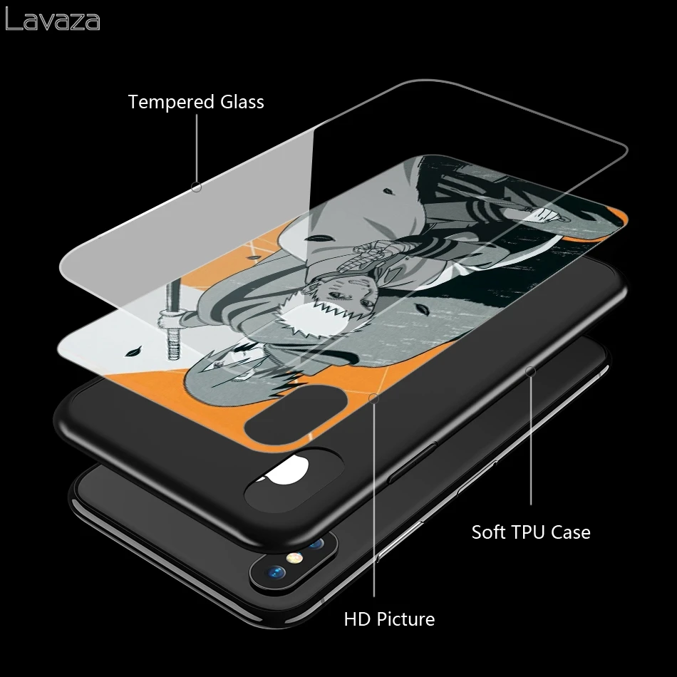 Чехол Lavaza Naruto manga из закаленного стекла TPU для iPhone XS MAX XR X 8 7 6 6S Plus