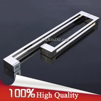 luxury 304 stainless steel frameless shower bathroom glass door handles l shape pull push handles towel bar glass mount chrome