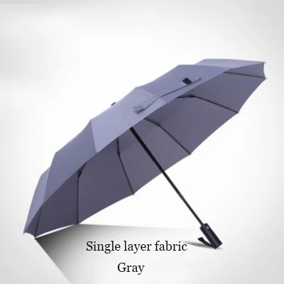 Single layer gray Большой бизнес-зонты, дождевик для женщин и мужчин, полностью автоматический зонтик с 12 ребрами, мужской тройной складной зонтик, мужской большой складной зонтик - Цвет: Single layer gray