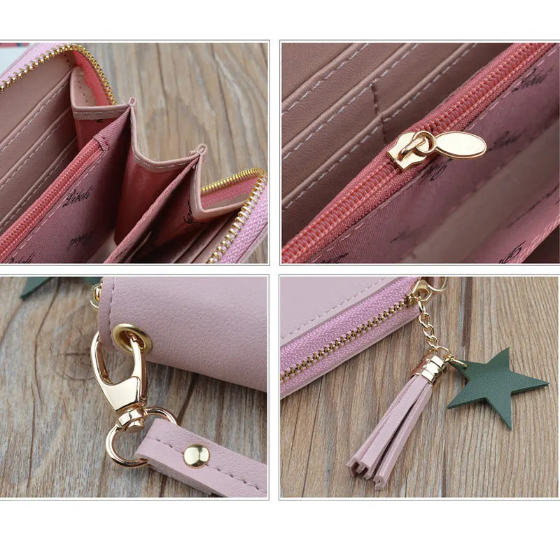 1 шт. Женский кошелек длинный дизайн на молнии для монет карт мобильного телефона