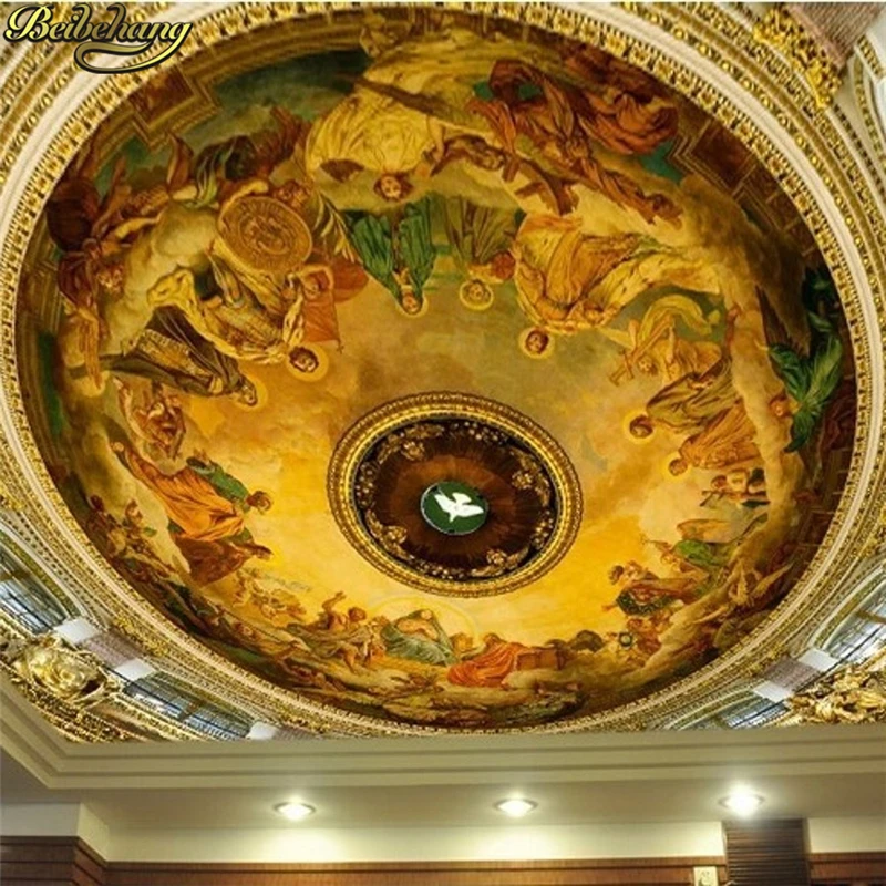 Personalizado Foto Papel de Parede Adesivo de Parede Decoração da Sua Casa Pintura da Arte Europeia Teto Telhado 3d Mural Papéis para Sala Estar