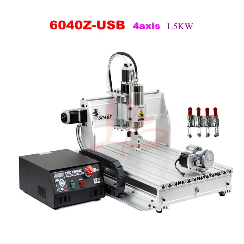 Free Shipping 4 Axis USB Milling Machine CNC 6040 Mach3 manual Router with 1500W VFD spindle and auto-checking tool port | Инструменты