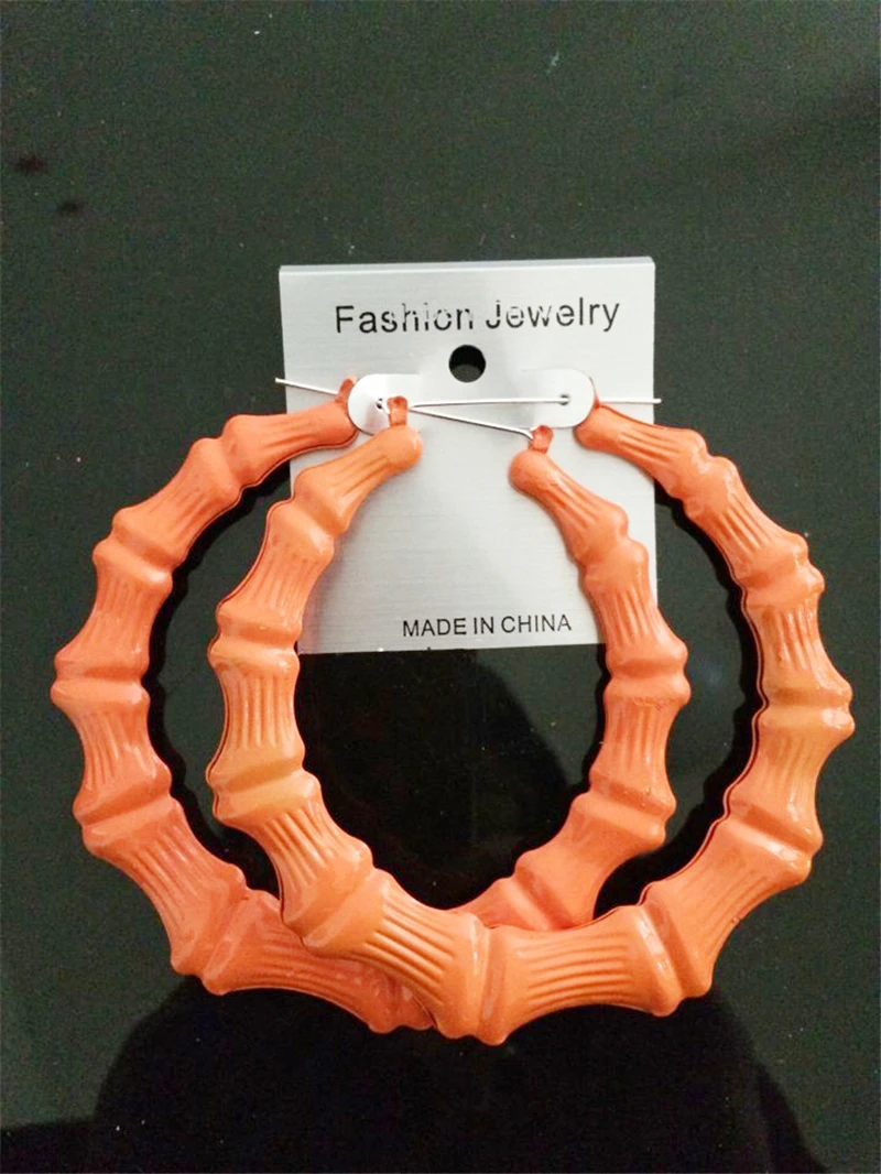 Модные ювелирные изделия большие цветные флуоресцентные Бамбуковые серьги хип