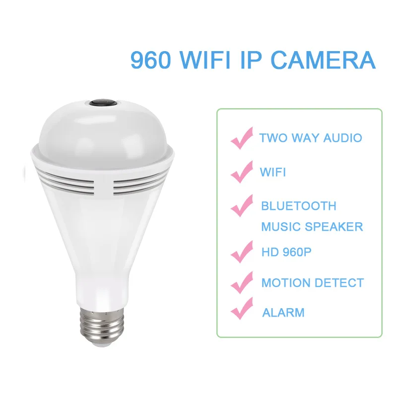 1080 P wifi IP камера лампа 360 панорамная Беспроводная световая HD bluetooth динамик