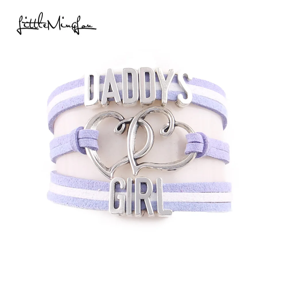 Маленький Minglou daddy's girl Подвеска для браслета в форме сердца замшевый обруч мужские браслеты и браслеты для женщин ювелирные изделия семейные подарки Прямая поставка