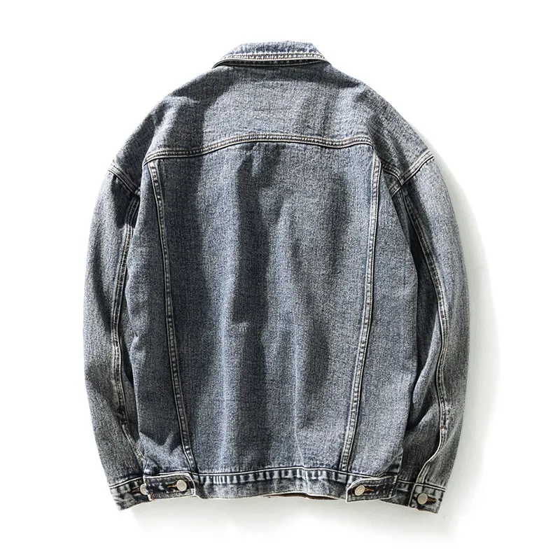 Tsingyi Embroidery Deer Retro Vintage Washed Denim Jacket Men Turn-down Collar Long Sleeve Jeans Jacket Men Bomber Mens Coats - Цвет: JK03