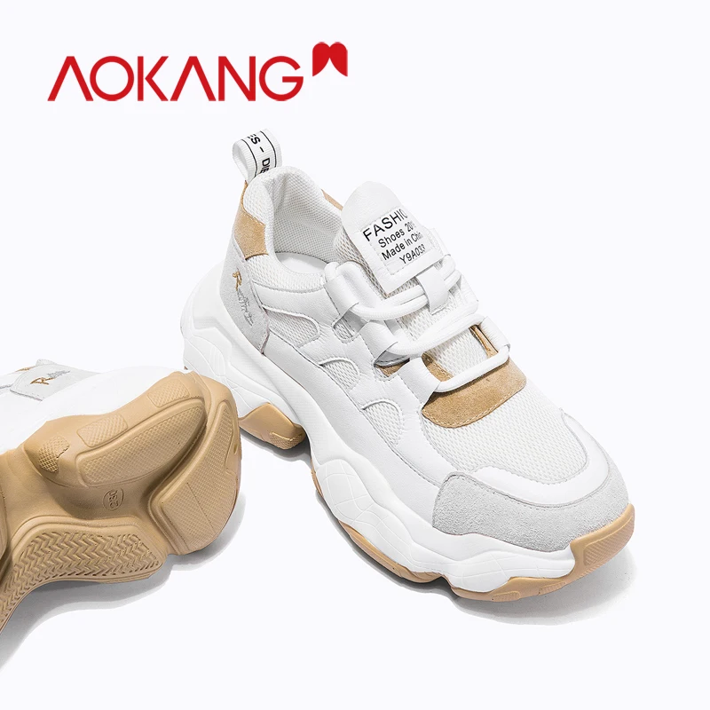 Женские кроссовки на платформе AOKANG черные из сетчатого материала