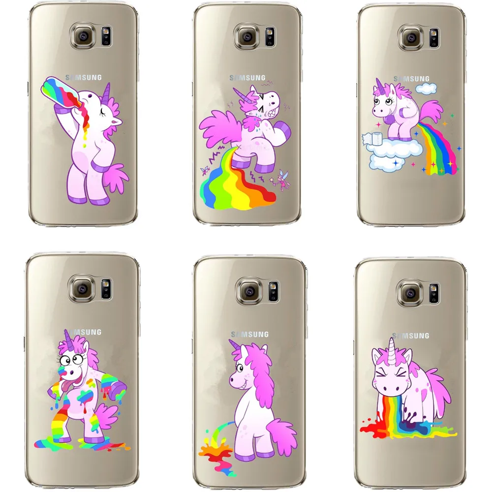 Милый единорог Радуга Бегемот ТПУ чехол для телефона Samsung Galaxy S5 S6 S7 край S8 плюс A3 A5