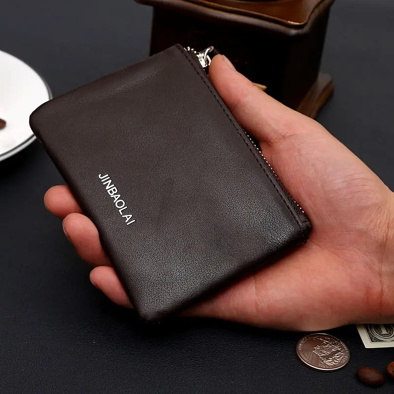 2019 Мини Для мужчин 100% натуральная кожа кошельки небольшой карман пенал мелкие