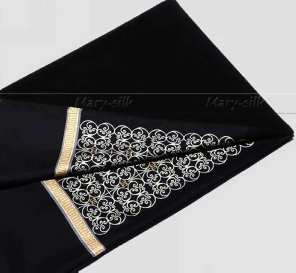 Gifts__Fashion Brand Mens 100% Silk Long Scarf Cravat Scarives Double Layer Black |