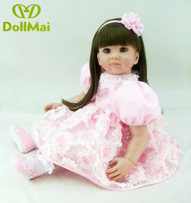 Dollmai бутик 60 см винилсиликоновых reborn baby doll Игрушки для новорожденных девочек