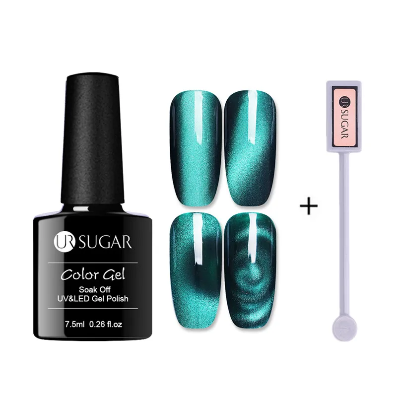 cat eye with stick4 Ur Sugar голографический 3D Гель-лак для ногтей с кошачьими глазами 7,5 мл Магнитный лазерный блеск впитывающий УФ-гель лак для маникюра - Цвет: cat eye with stick4
